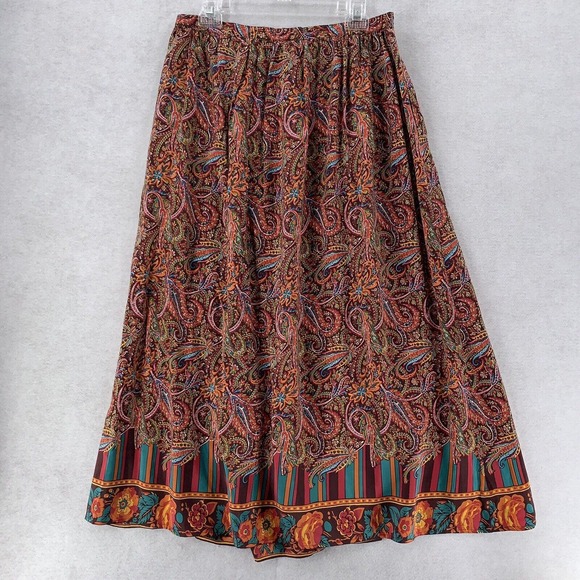 NEW GORGEOUS Silk Collection True Wrap Skirt Womens 18 Boho Paisley Hippie Gypsy - Picture 2 of 12